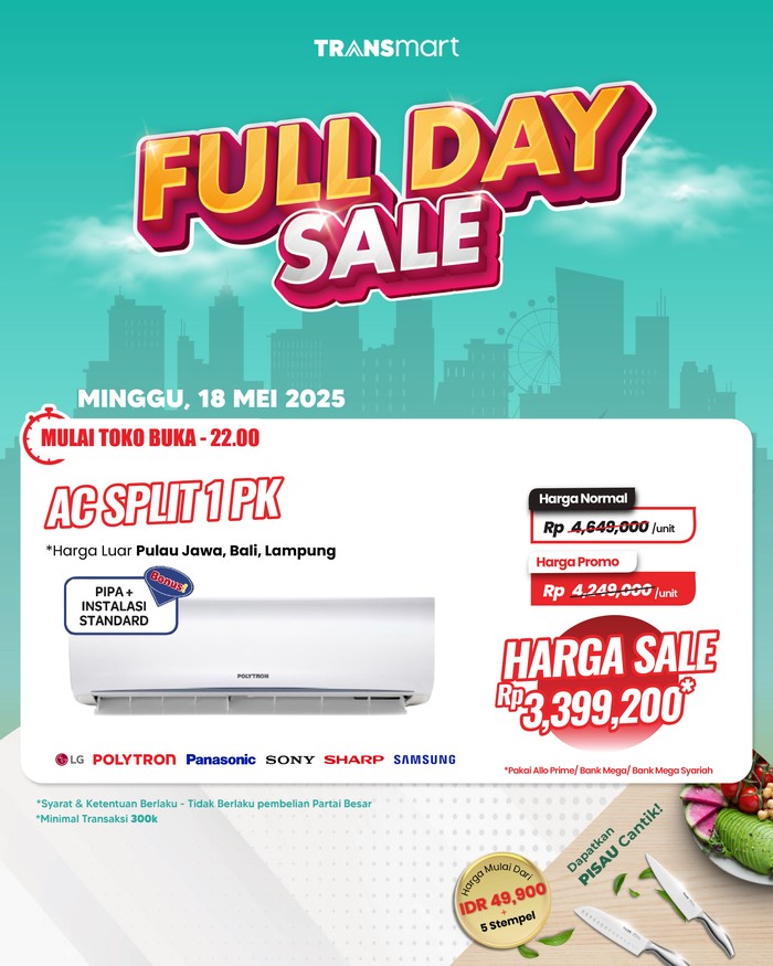 Borong AC Split 1 PK MURAH! Diskon Jutaan, Transmart!