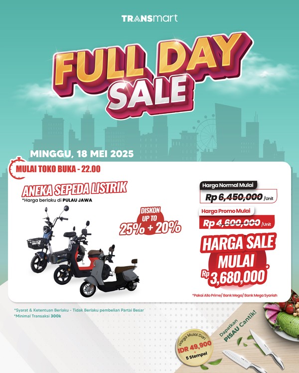 Promo Gila! Sepeda Listrik Transmart Diskon Jutaan Hari Ini